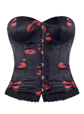 法式纯欲辣妹风百搭度假抹胸女美式轻奢黑色印花修身显瘦短款上衣