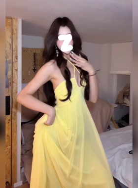 法式小众高级感黄色连衣裙夏季新款时尚轻奢收腰显瘦气质长裙子