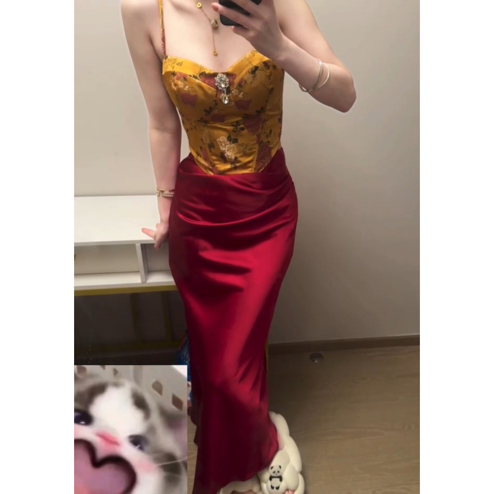 法式小众设计御姐优雅风气质套装新款微胖提花重工镶钻吊带鱼尾裙,女装/女士精品,时尚套装,淘宝优惠券,粉丝福利购,淘宝优惠卷