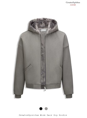 【官方正品】Creator Spiritus 灰色重磅兔毛绒拉链连帽卫衣外套