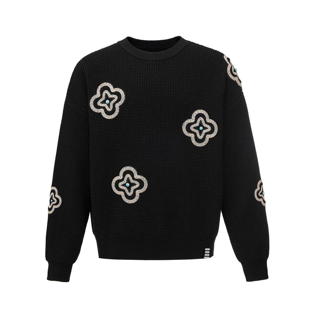 【官方正品】GOODBRAND 管珠绣小花徽章轻奢套头毛衣 男女同款