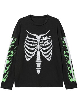 【官方正品】Juice Wrld 骨头裂纹火焰长袖T恤 男女同款