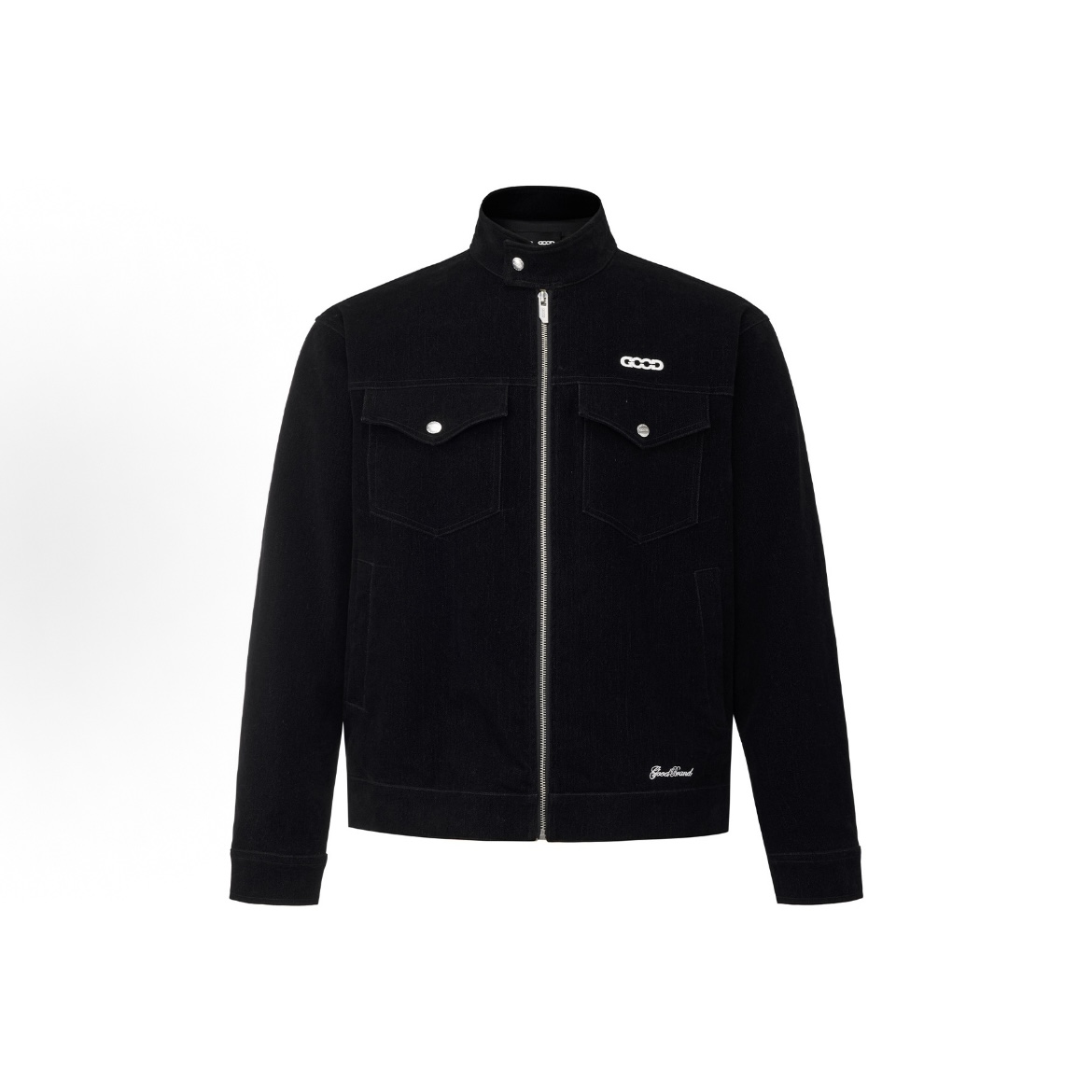 GOODBRAND黑植绒立领夹克