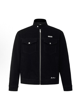 【官方正品】GOODBRAND 黑植绒牛仔钉珠立领夹克外套 男女同款