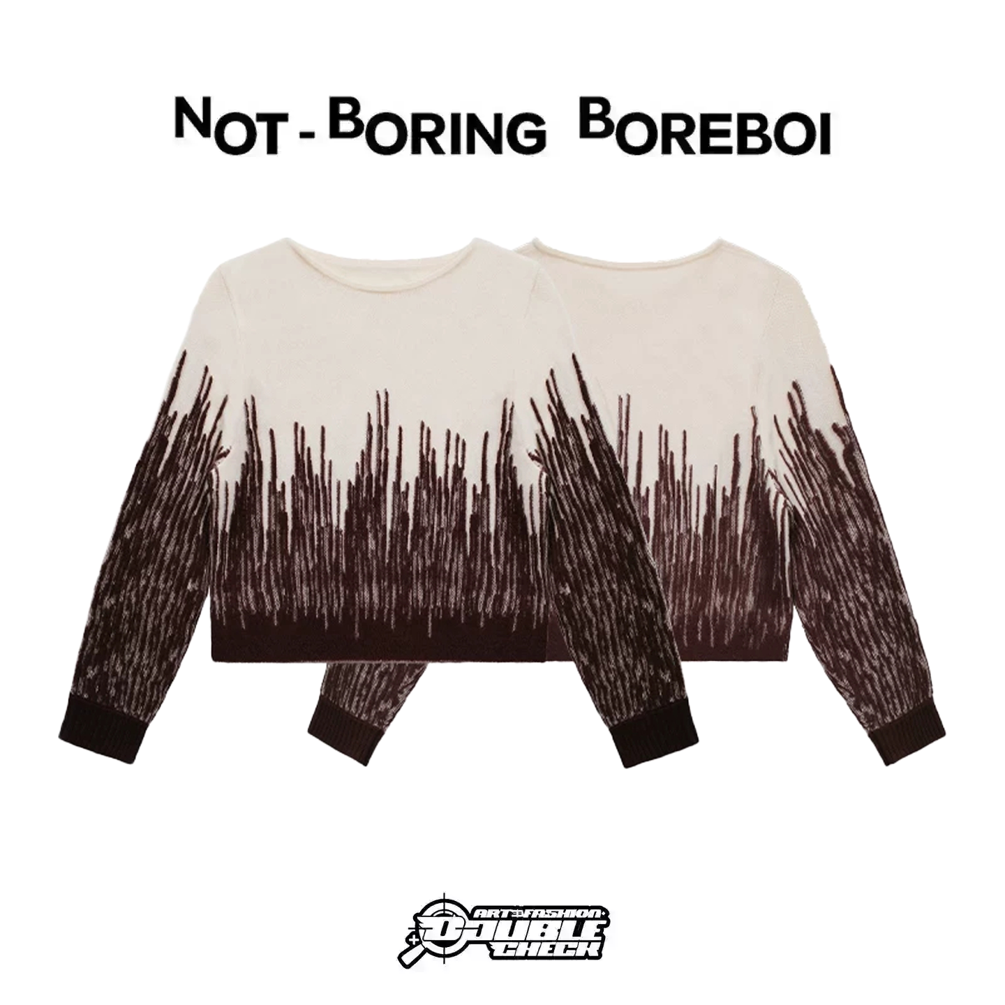 【Not-Boring Boreboi】绵羊毛渐变提花两穿圆领短款落肩针织上衣