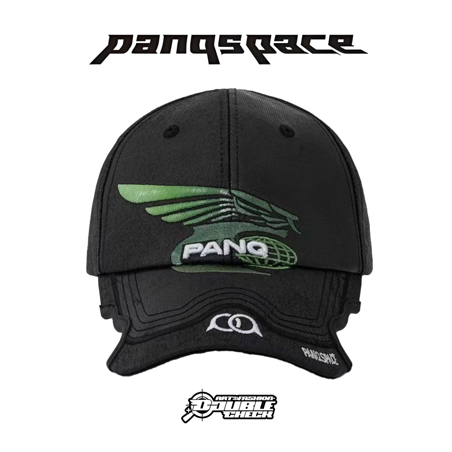PANQSPACE翅膀刺绣做旧弯檐帽