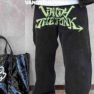 【朴宰范同款】VANDYTHEPINK 24ss 水洗涂鸦宽松直筒牛仔裤