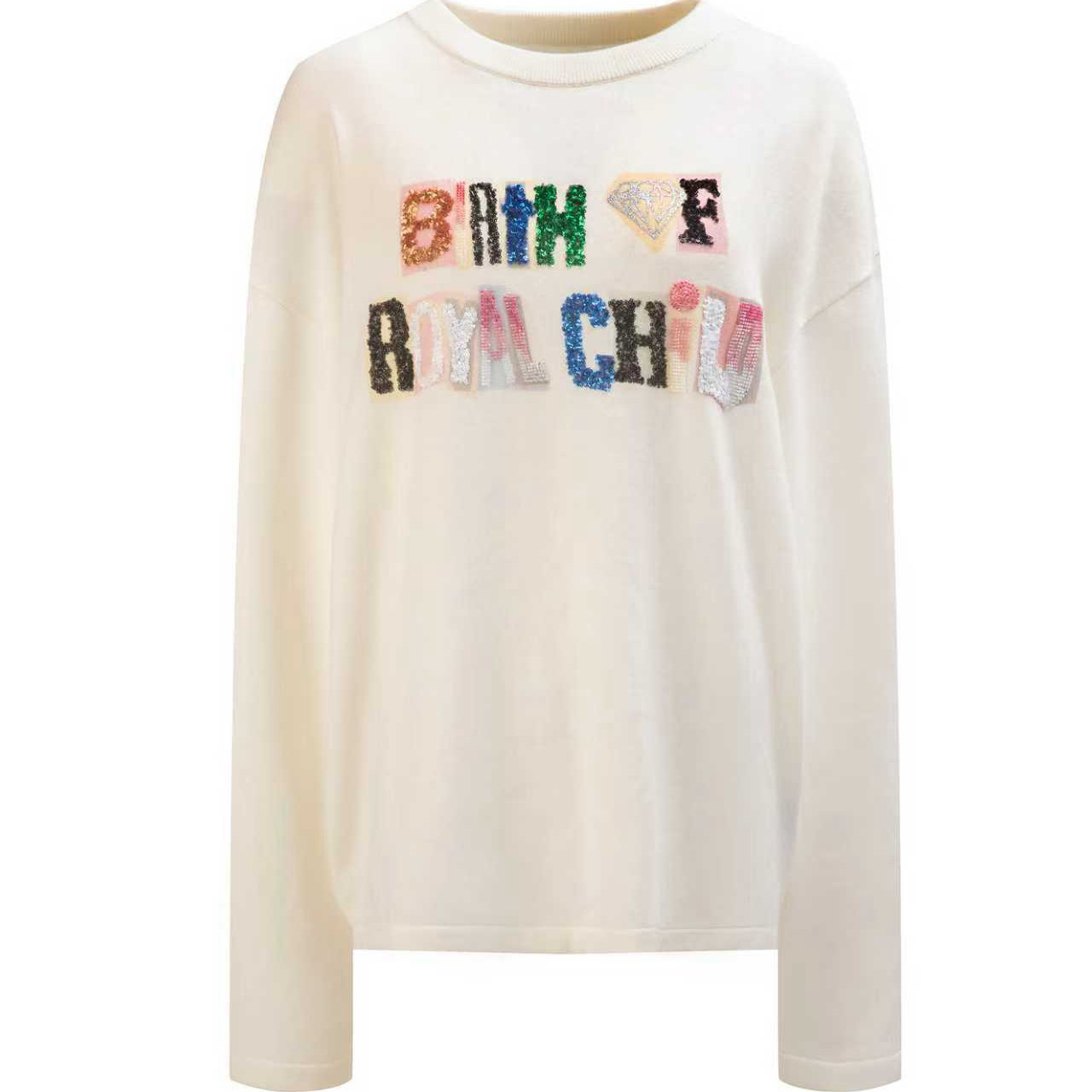 BORC轻奢珠片标语长袖T恤