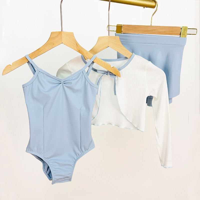 儿童舞蹈服少儿连体裙吊带肩带可调节形体服女童中国舞跳舞练功裙