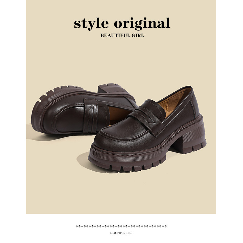 小个子增高7CM小皮鞋真皮乐福鞋