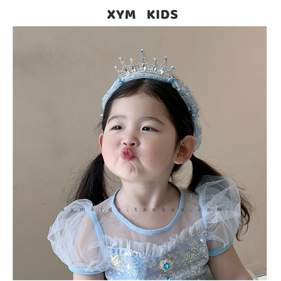 艾莎控~儿童亮片蝴蝶结皇冠发箍