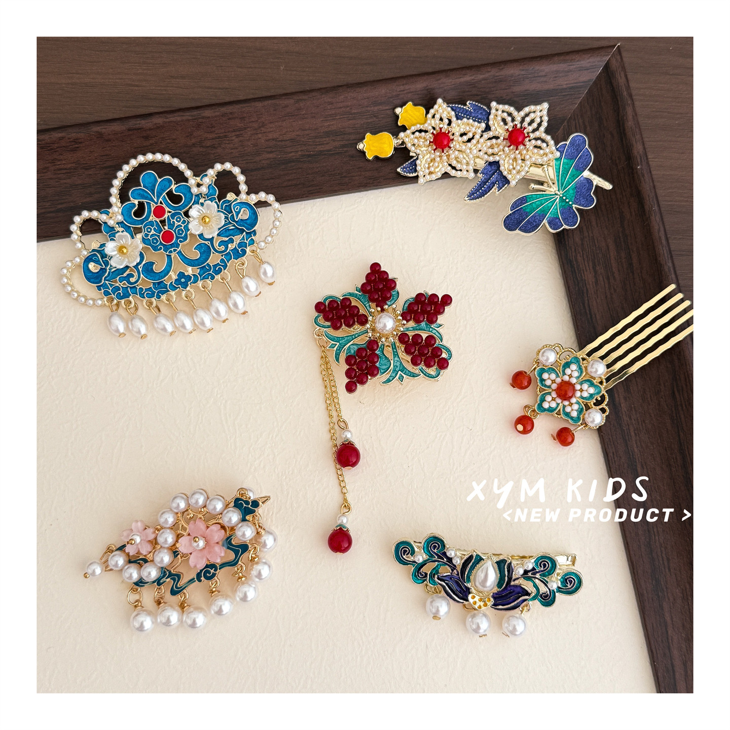 东方美学~汉服儿童配饰女童新中式国风发夹发簪宝宝古风过年发饰