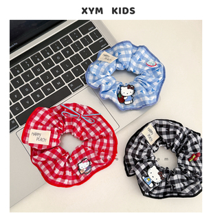 ins儿童发圈韩系格纹Kitty系列肠圈女童凯蒂猫头绳宝宝丸子头发饰