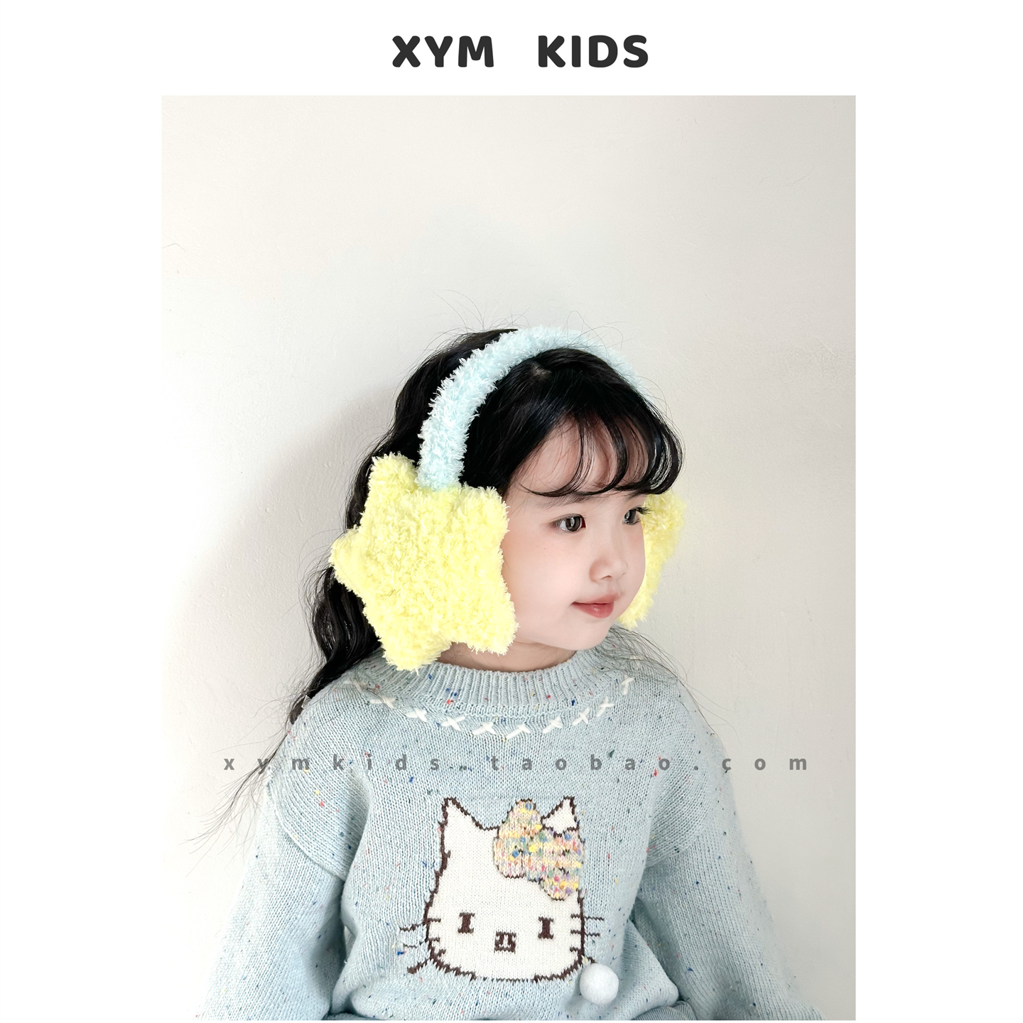 毛绒绒拼色星星儿童耳罩软萌小女孩耳包女童冬季保暖滑雪护耳耳暖