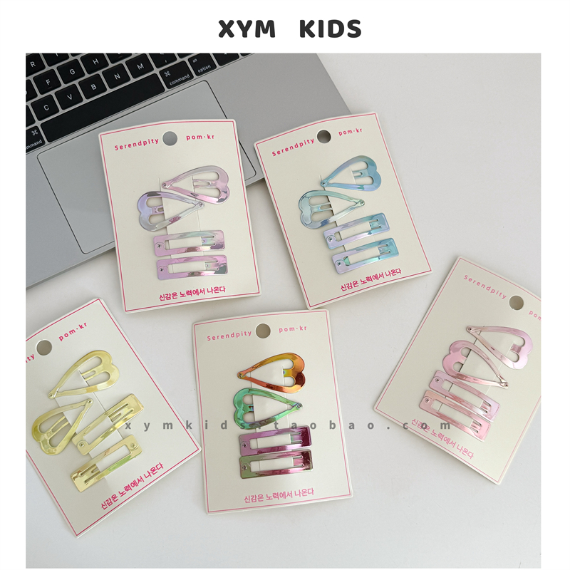 儿童发饰2025ins款幻彩爱心发夹