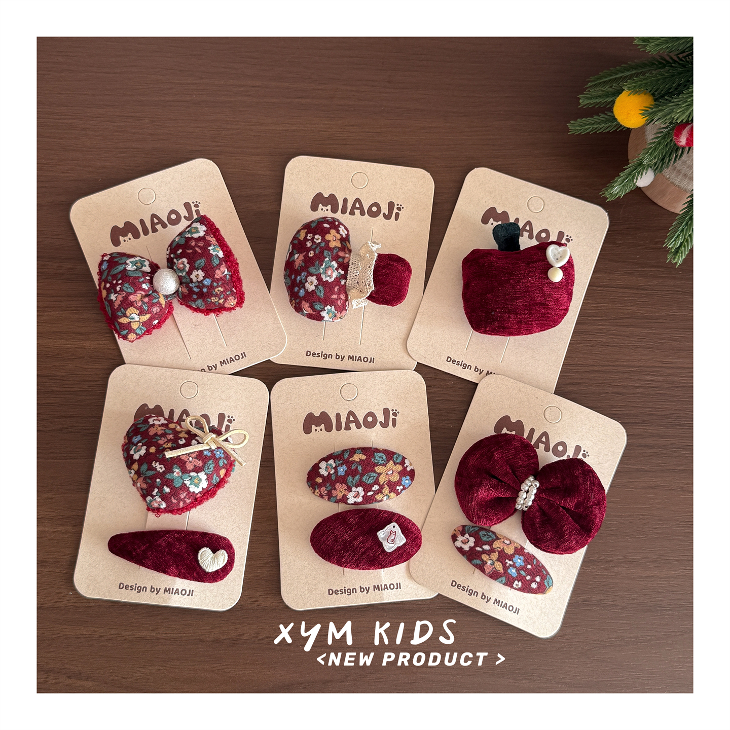 高级感碎花丝绒儿童发夹