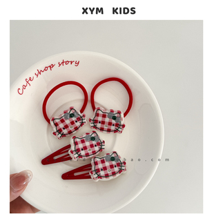 Kitty控~可爱宝宝卡通猫咪发圈发夹套装儿童bb发夹高弹力发圈头饰