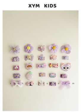 紫色系~韩版宝宝汗毛夹可爱胎毛夹发量少小女孩碎发发卡婴儿头饰