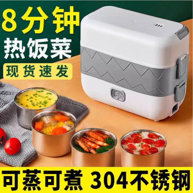 电热饭盒保温可插电加热双层蒸煮热饭器便当盒上班族带饭便携神器