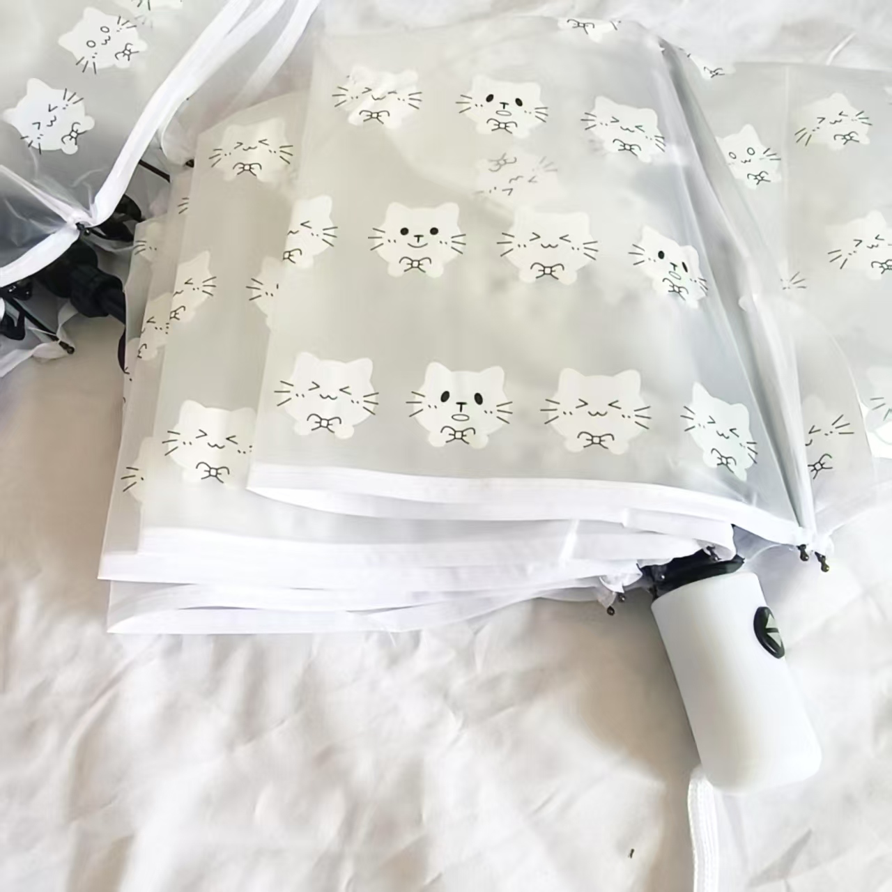 小猫咪手动折叠雨伞加固学生专用