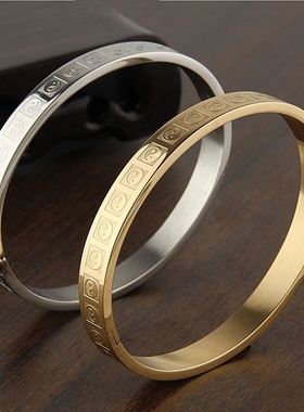 复古开口可打开阴阳鱼八卦手镯钛钢手环太极图首饰男女饰品护身符