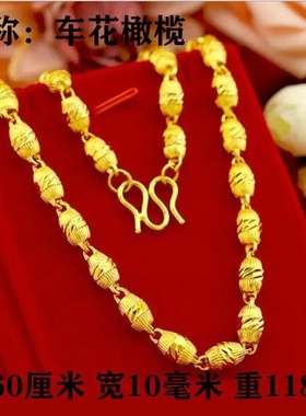 霸气实心六角佛珠链男士圆珠橄榄项链潮流车花竹节布纹龙老板链条