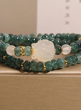 天然石算盘珠双圈水晶手链女轻奢小众精致玉髓凤九手串新中式手环