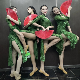 古典舞国风高弹力显瘦舞蹈旗袍中国舞身韵练功服演出服民族表演服