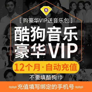 豪华一年会员vip豪华充值 官方正品 酷狗音乐会员年卡12月会员