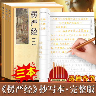 大佛顶首楞严经抄写本正版全套3册 楞严经临摹抄经楷书版 传统文化手抄本 佛经书静心临摹本手抄经 经文抄经本硬笔小楷