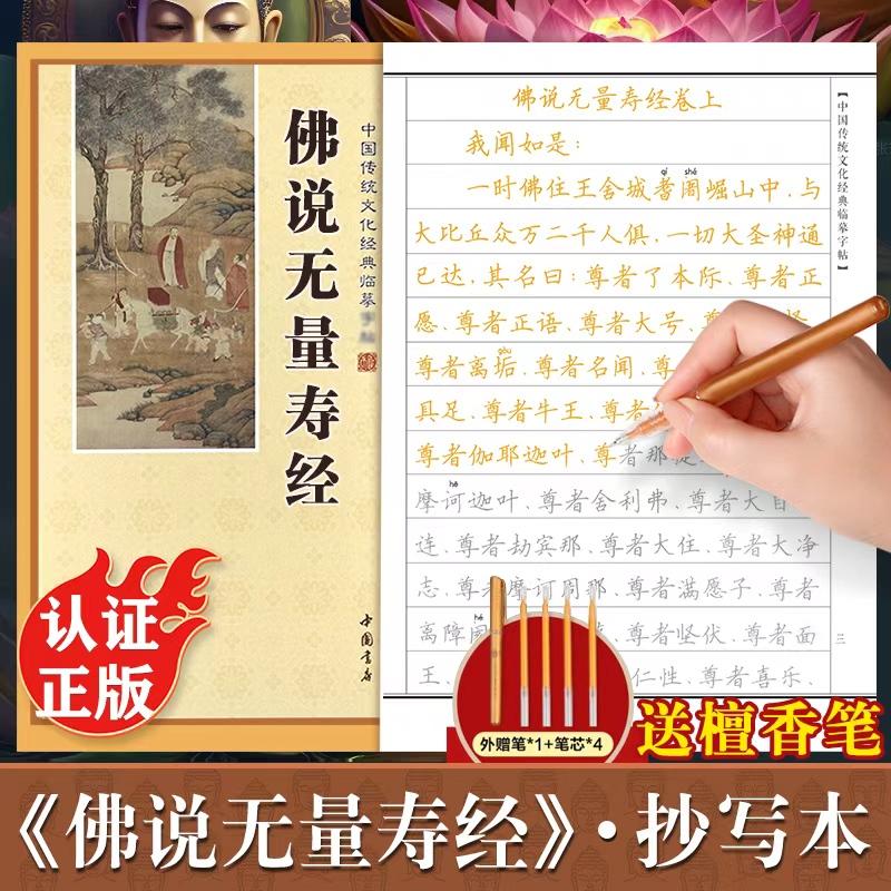 佛说无量寿经手抄经楷书版 中国传统文化经典临摹本 手抄本佛经抄经本 佛说无量寿经正版抄写本抄经卷静心修心佛学文化硬笔书法