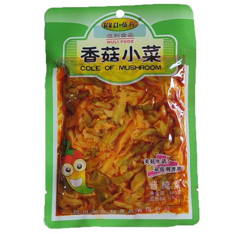 伍利食品开味榨菜木耳小菜160g爽口下饭菜红油三丝香菇菜香辣泡菜