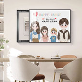 电表箱装 饰画一家三四口现代简约电闸盒开关箱卡通人物配电箱挂画