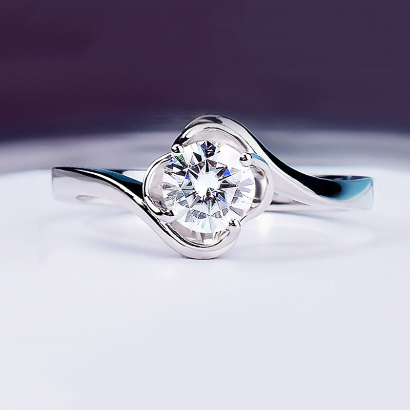 925纯银唯爱钻戒女白金结婚备戒指/指环