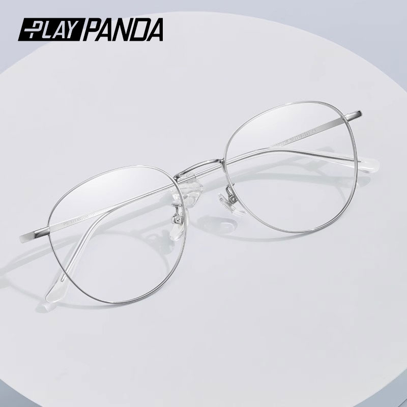 质感银丝纯钛超轻素颜椭圆眼镜框