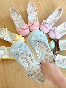 B品吉他熊原创Lolita可爱少女圆头蝴蝶结鞋