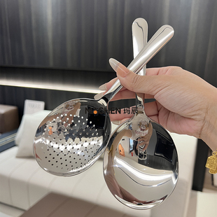 18-10不锈钢短柄汤勺家用勺子面粉勺漏勺分菜勺厨房打饭勺粉捞