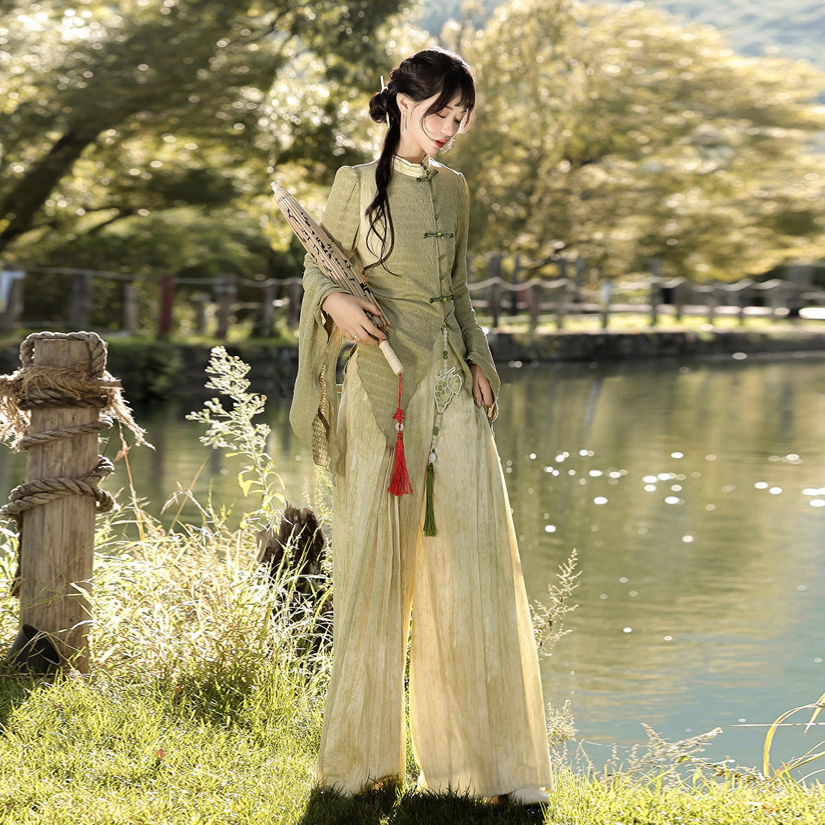 倚梦阁原创青提集汉服女中国风改良汉元素新中式上衣裤子套装9297,女装/女士精品,汉服套装,淘宝优惠券,粉丝福利购,淘宝优惠卷