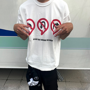 高街圆领短袖 简约重磅美式 T恤男 原创国潮路标印花休闲个性 Commas