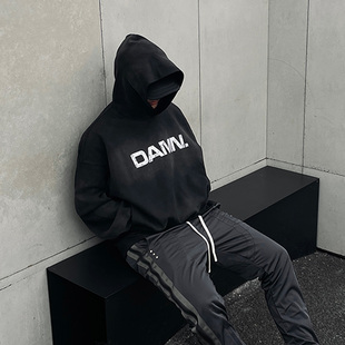 高街潮流连帽卫衣 宽松休闲美式 Commas 原创国潮水洗做旧DAMN帽衫