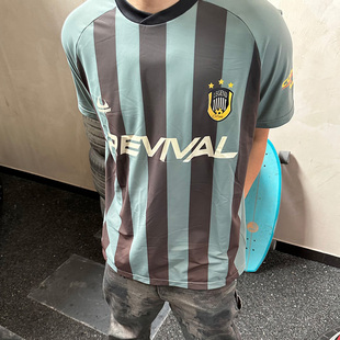 T恤 速干透气条纹复古足球服情侣国潮宽松短袖 Commas REVIVAL