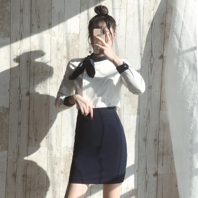 空姐职业装面试套装女正式美容师工作服时尚洋气长袖衬衫职业套裙