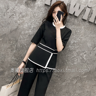 置业顾问女装套装高级养生美容院西装工作服干练修身小西装套裤