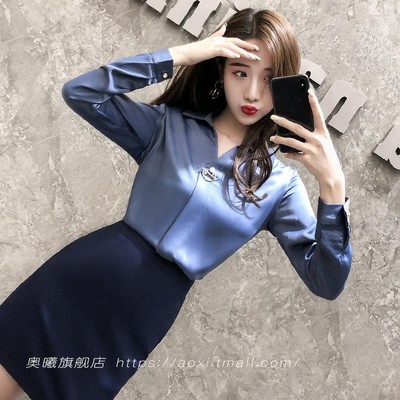 法式上衣长袖衬衫女宽松工作服气质职业套装面试名媛显瘦正装
