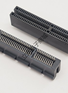 夹板式PCIE3.0插槽64PIN开口电脑显卡插座二排脚4X无耳无柱黑色