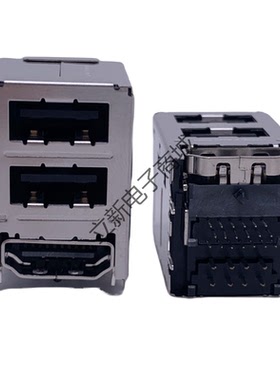 Foxconn/富士康QJ11193-UFD1-4F双层USB2.0+HDMI插座90度电脑接口