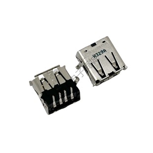 单口卧式UBS2.0接口插座子 A型母座单层90度卧式翻边  黑胶4PIN