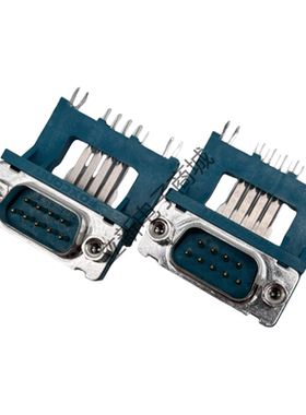 DB9 公座绿色架高型 柳锁VGA插座 9PIN串口座 公头D-SUB弯脚90度