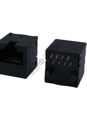 MP-10031609-000 全塑立式直插 RJ45插座 8PIN 卧式黑色连接器