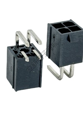 C4255WR-2X2 5557 4.2MM间距 双排2*2P黑胶弯针母座  4P黑色插座